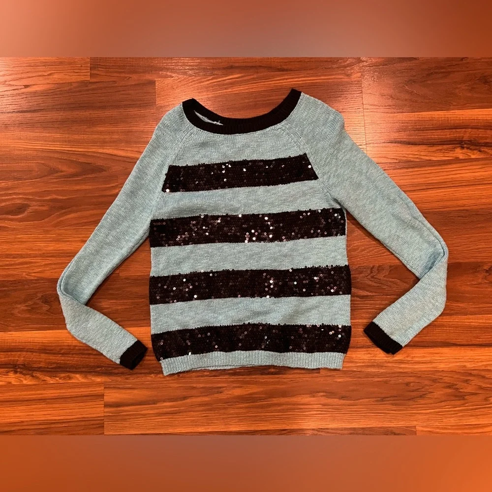 Justice Girls Striped Shimmer Knit Sweater size 14